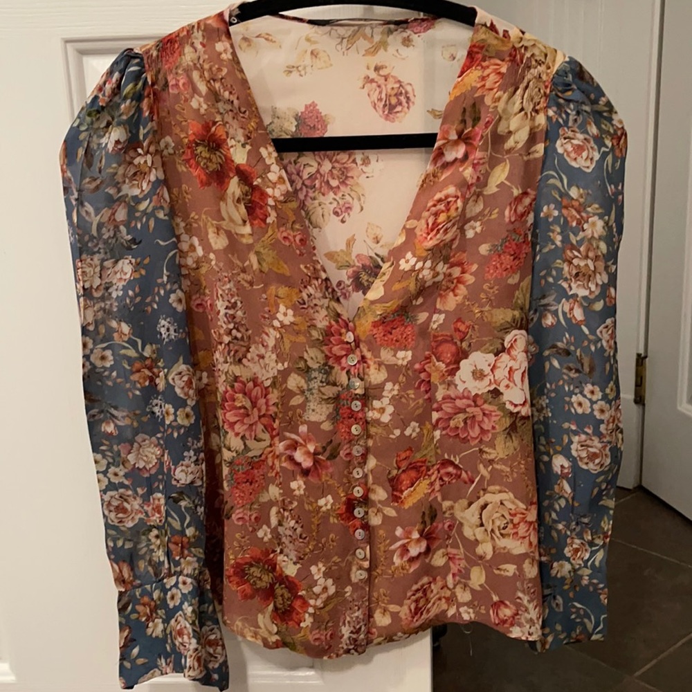 Zara mixed floral blouse